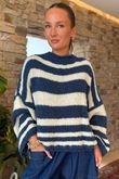 Made in Italy Big Softie Stripe Shortie Knit Dark Denim